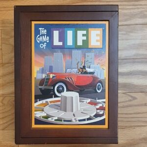 MB, Game of Life Bookshelf Board Game in Wooden Box Vintage Edition, Like New